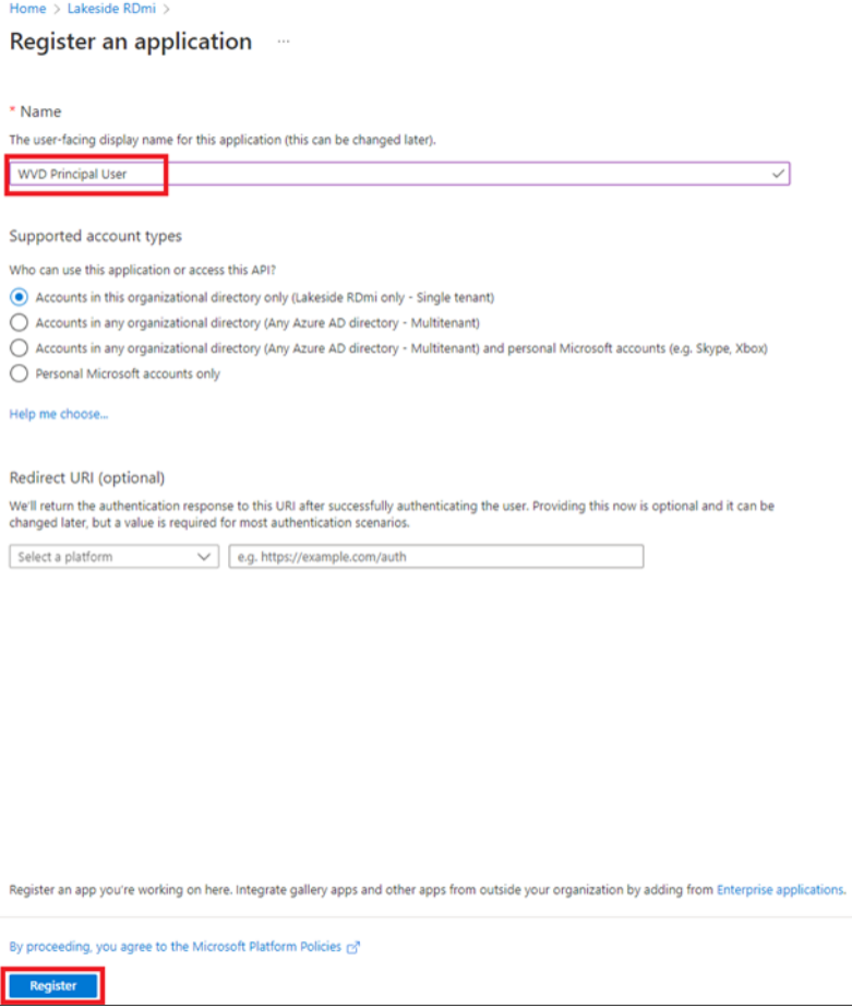 Azure Resgister and Application